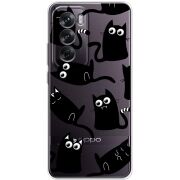 Прозрачный чехол BoxFace OPPO Reno 12 с 3D-глазками Black Kitty