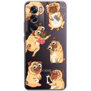 Прозрачный чехол BoxFace OPPO Reno 12 с 3D-глазками Pug