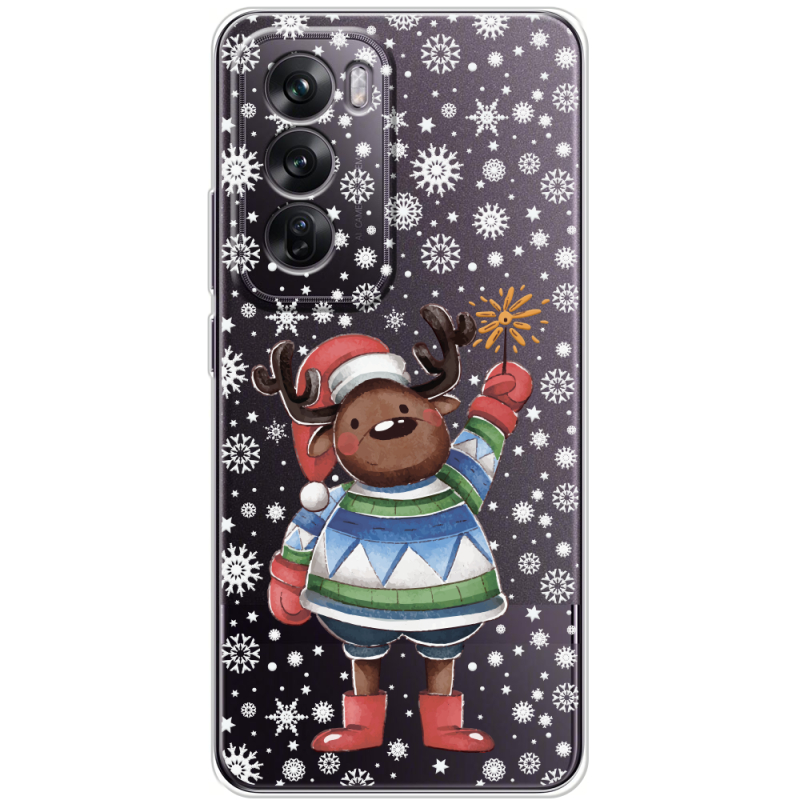 Прозрачный чехол BoxFace OPPO Reno 12 Christmas Deer with Snow