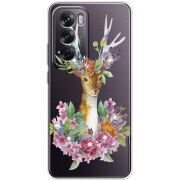 Чехол со стразами OPPO Reno 12 Deer with flowers