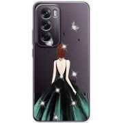 Чехол со стразами OPPO Reno 12 Girl in the green dress