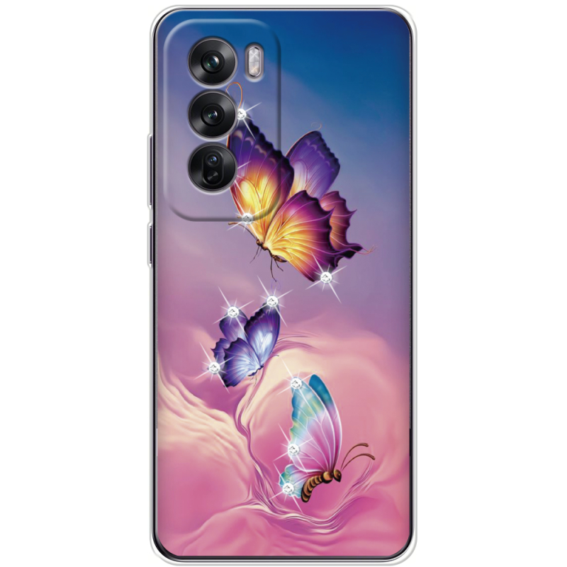 Чехол со стразами OPPO Reno 12 Butterflies