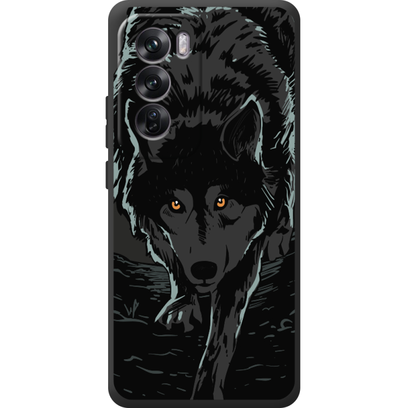 Черный чехол BoxFace OPPO Reno 12 Wolf