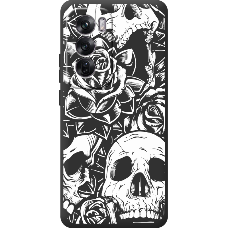 Черный чехол BoxFace OPPO Reno 12 Skull and Roses