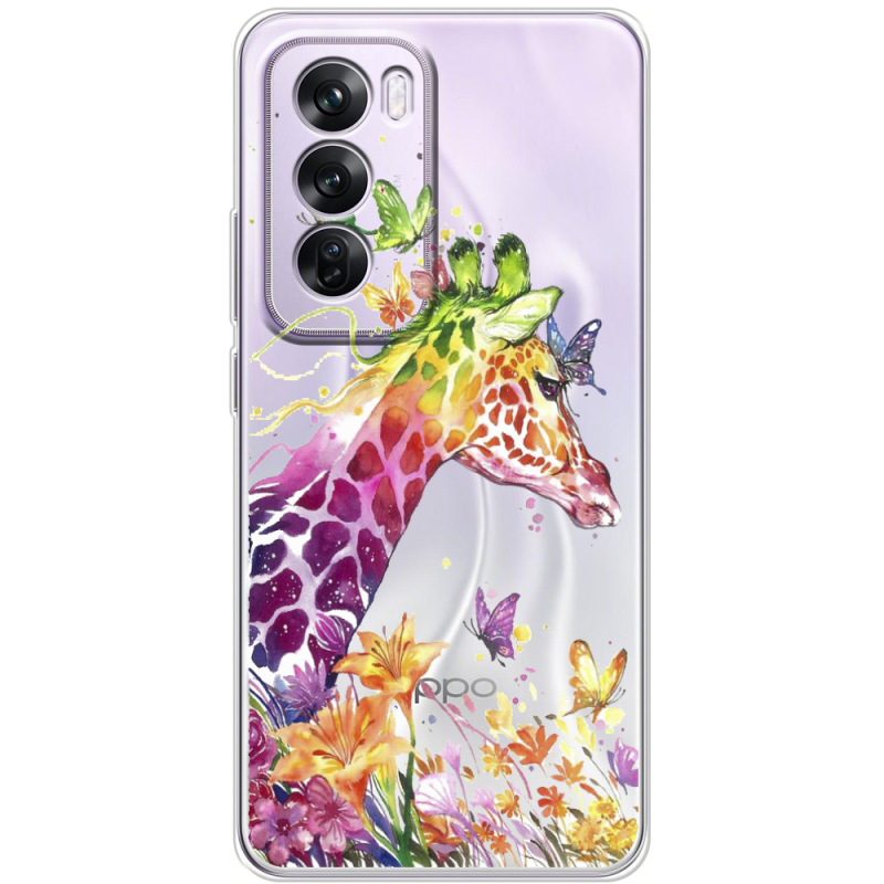 Прозрачный чехол BoxFace OPPO Reno 12 Pro Colorful Giraffe