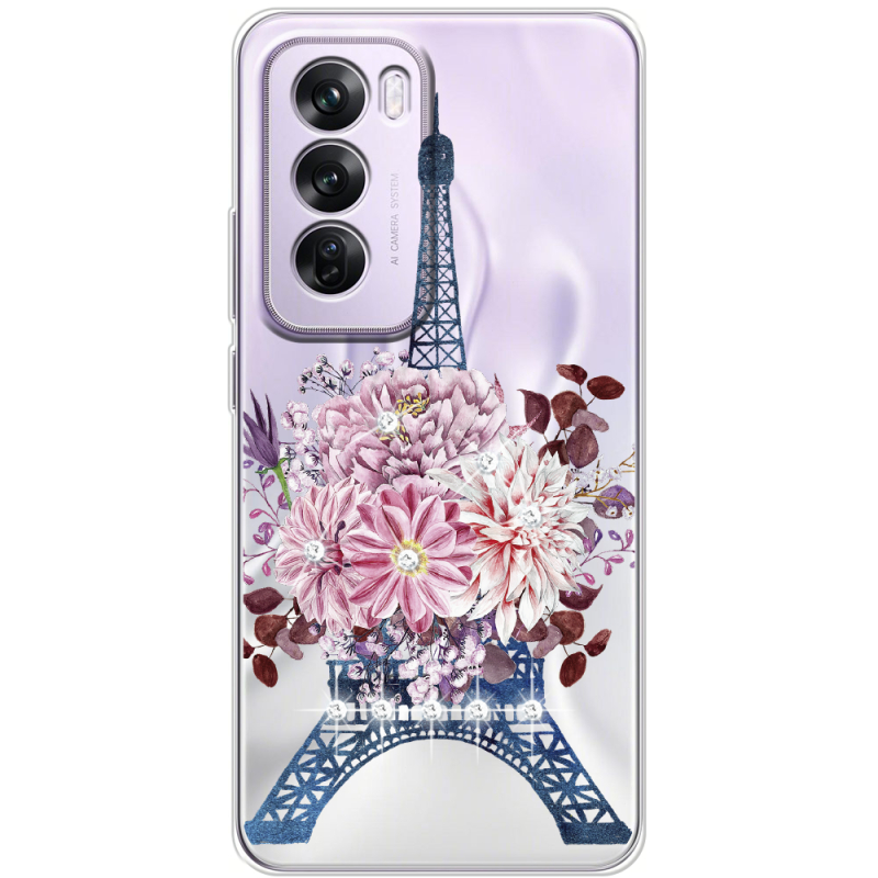 Чехол со стразами OPPO Reno 12 Pro Eiffel Tower