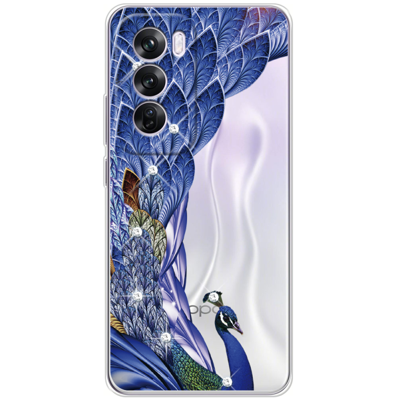 Чехол со стразами OPPO Reno 12 Pro Peafowl