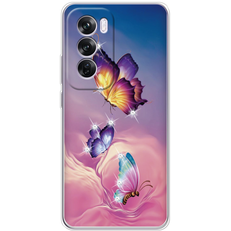 Чехол со стразами OPPO Reno 12 Pro Butterflies