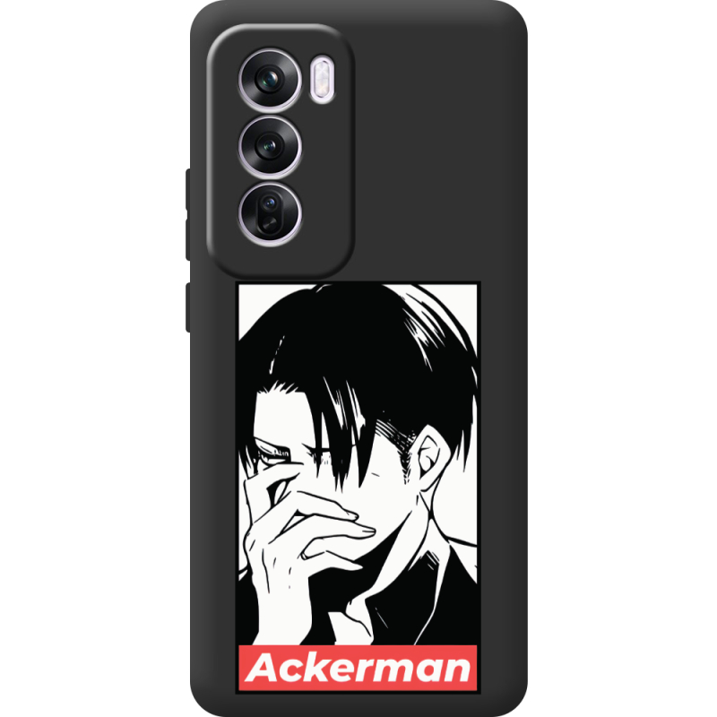 Черный чехол BoxFace OPPO Reno 12 Pro Attack On Titan - Ackerman