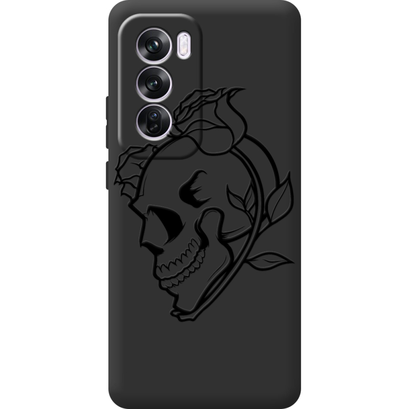 Черный чехол BoxFace OPPO Reno 12 Pro Skull and Roses