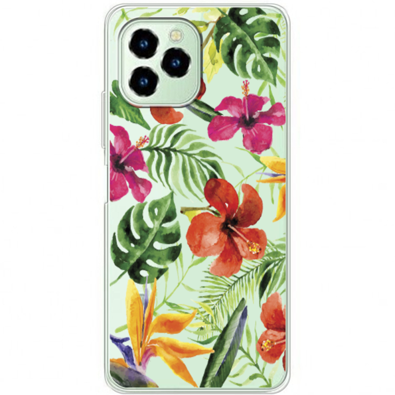 Прозрачный чехол BoxFace Oukitel C21 Pro Tropical Flowers