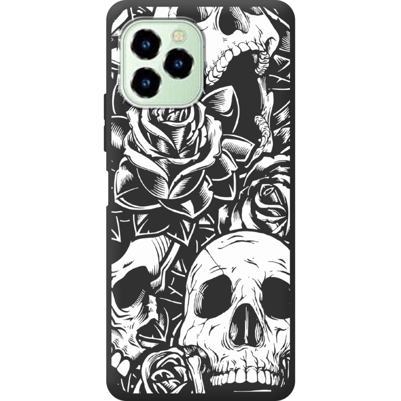 Черный чехол BoxFace Oukitel C21 Pro Skull and Roses