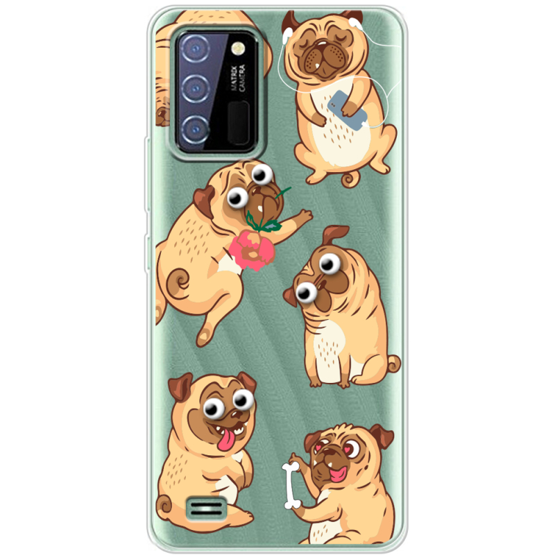 Прозрачный чехол BoxFace Oukitel C25 с 3D-глазками Pug