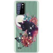 Чехол со стразами Oukitel C25 Cat in Flowers