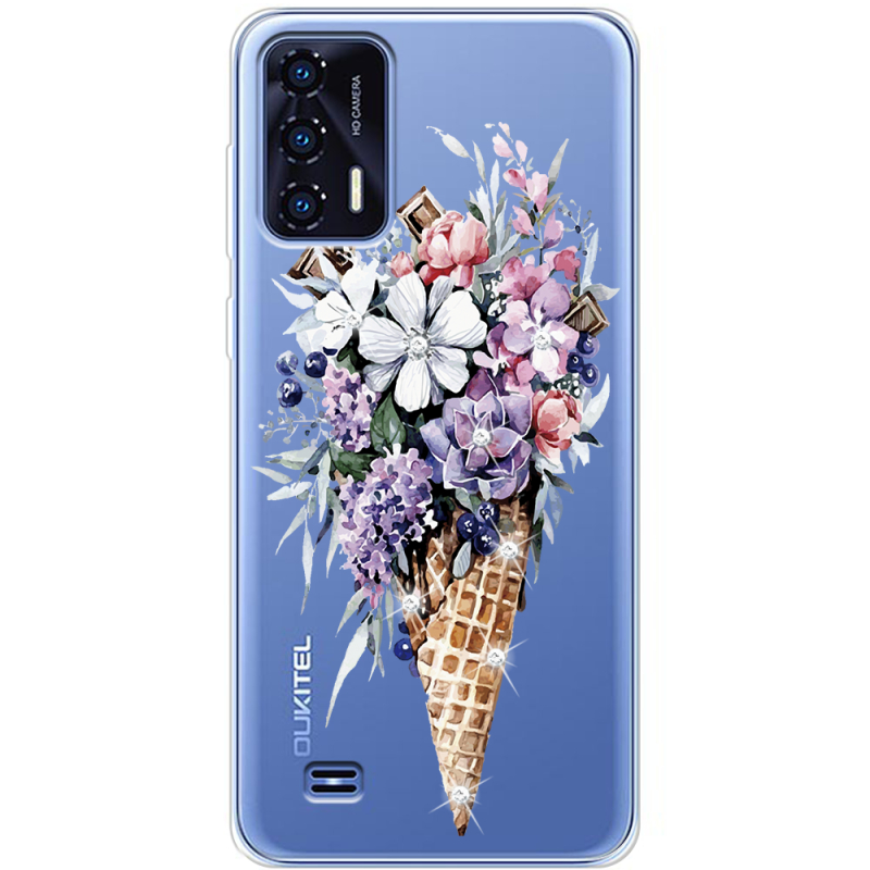 Чехол со стразами Oukitel C31 Ice Cream Flowers