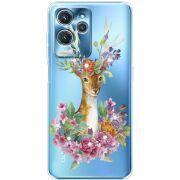 Чехол со стразами Oukitel C32 Deer with flowers