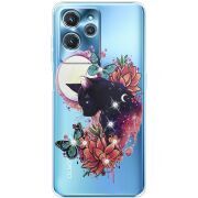 Чехол со стразами Oukitel C32 Cat in Flowers