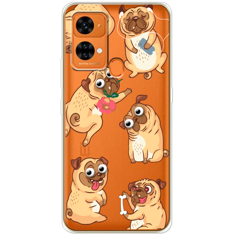 Прозрачный чехол BoxFace Oukitel C33 с 3D-глазками Pug