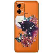 Чехол со стразами Oukitel C33 Cat in Flowers