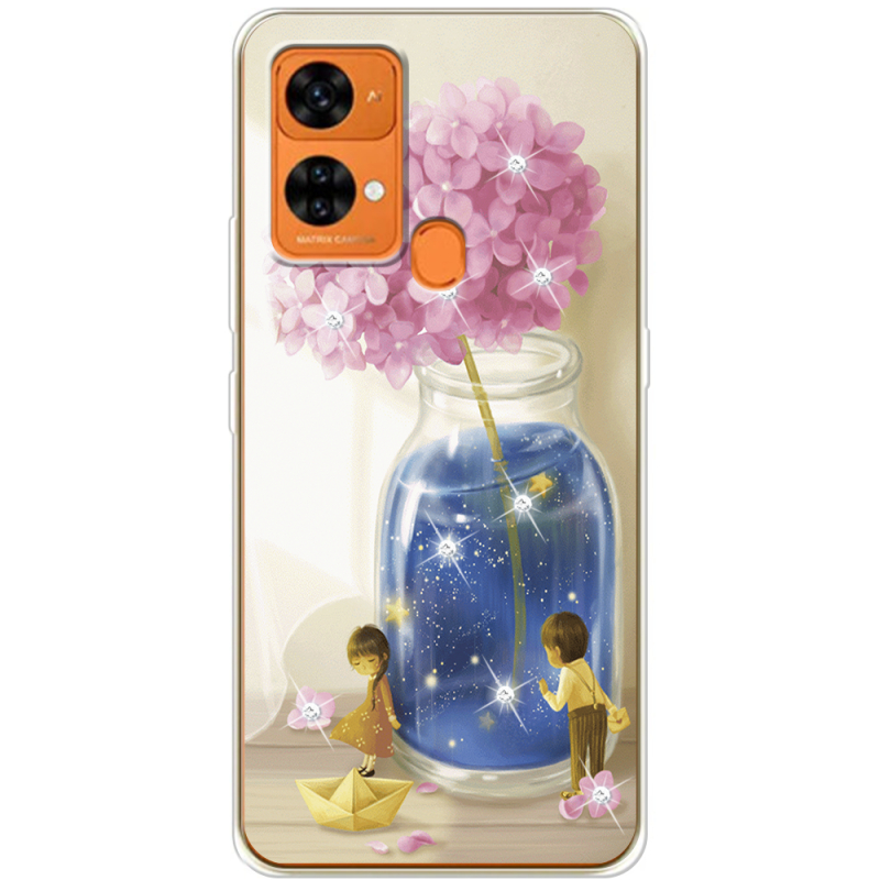 Чехол со стразами Oukitel C33 Little Boy and Girl