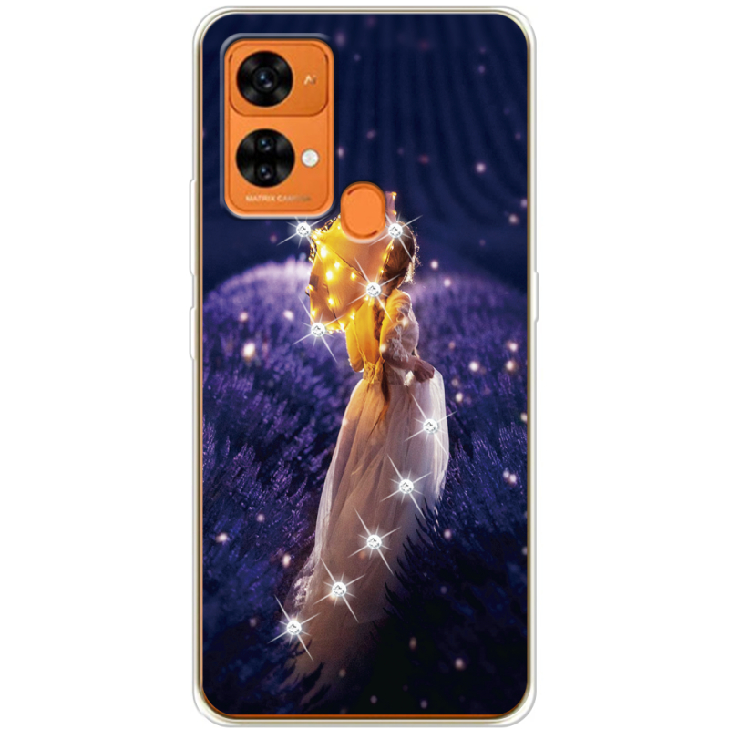 Чехол со стразами Oukitel C33 Girl with Umbrella