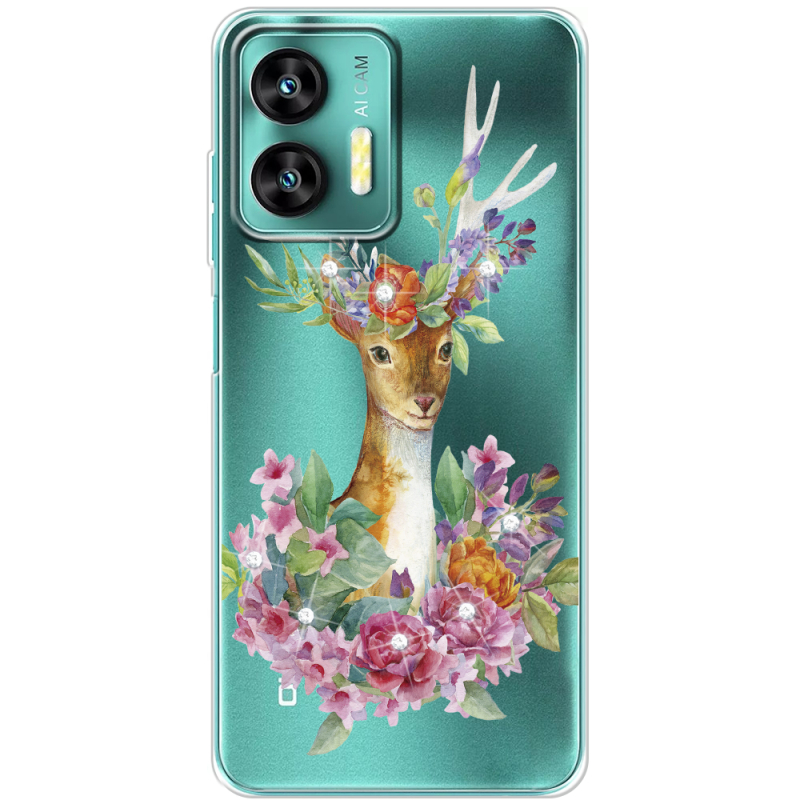 Чехол со стразами Oukitel C35 Deer with flowers