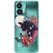 Чехол со стразами Oukitel C35 Cat in Flowers