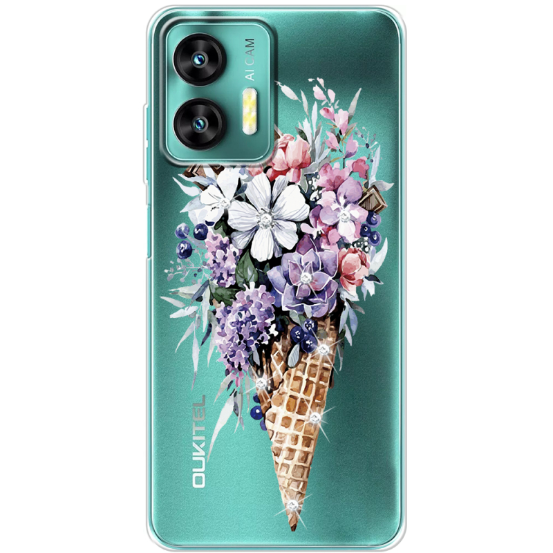 Чехол со стразами Oukitel C35 Ice Cream Flowers