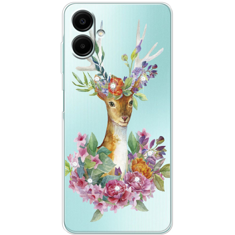 Чехол со стразами Samsung Galaxy A06 (A065) Deer with flowers