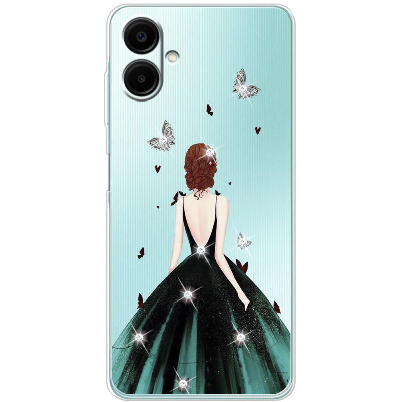 Чехол со стразами Samsung Galaxy A06 (A065) Girl in the green dress