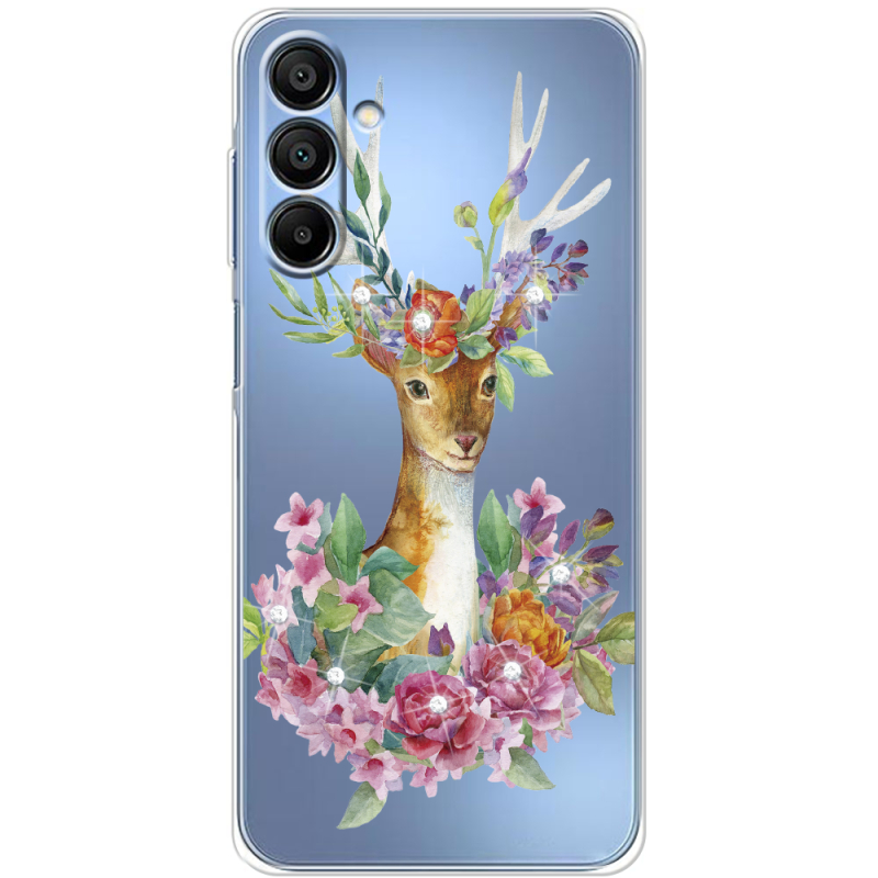 Чехол со стразами Samsung Galaxy A16 5G (A166) Deer with flowers