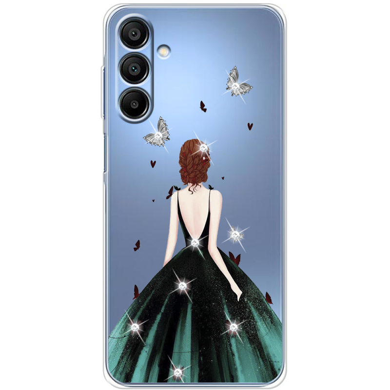 Чехол со стразами Samsung Galaxy A16 5G (A166) Girl in the green dress