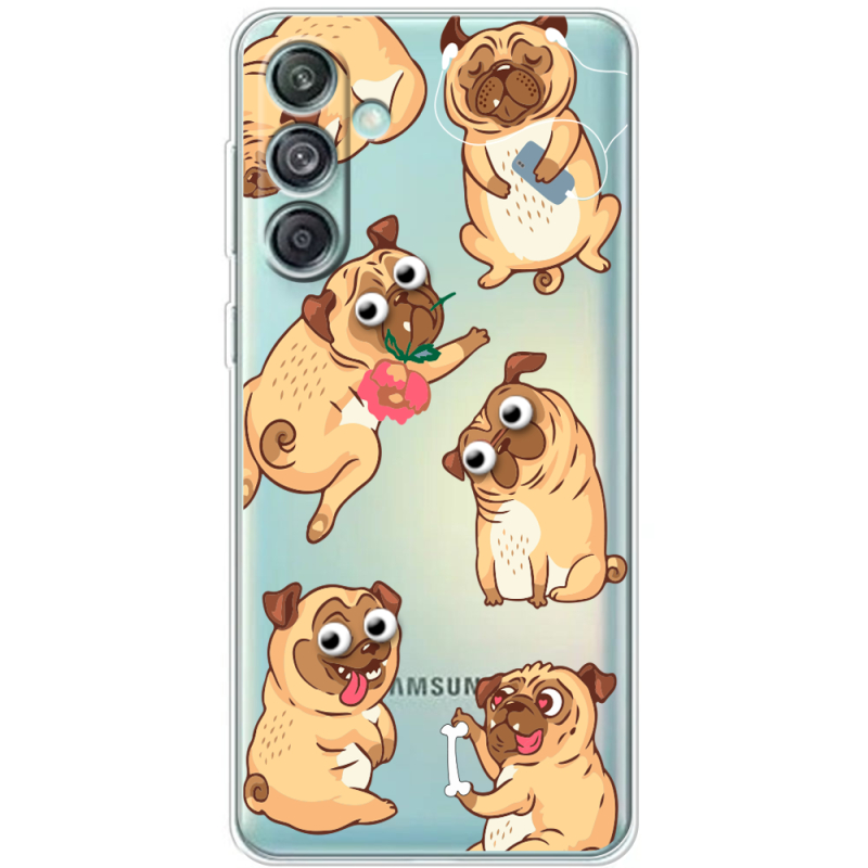 Прозрачный чехол BoxFace Samsung Galaxy M55 5G (M556) с 3D-глазками Pug