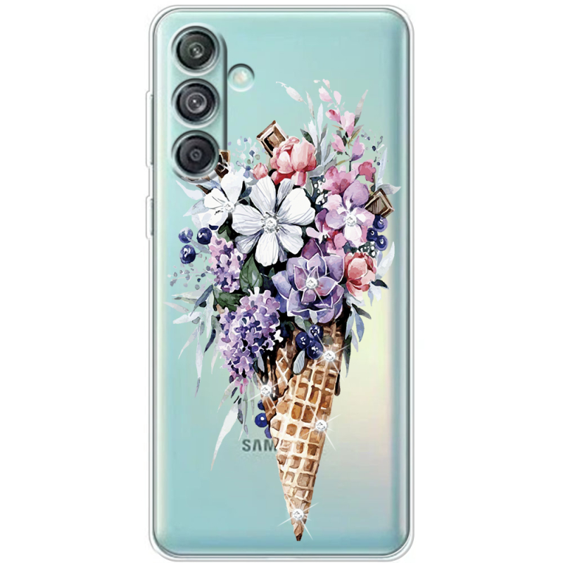 Чехол со стразами Samsung Galaxy M55 5G (M556) Ice Cream Flowers