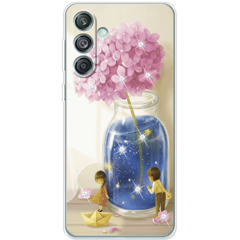 Чехол со стразами Samsung Galaxy M55 5G (M556) Little Boy and Girl