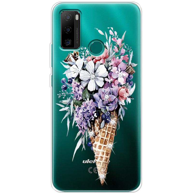 Чехол со стразами Ulefone Note 10P Ice Cream Flowers