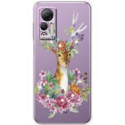 Чехол со стразами Ulefone Note 14 Deer with flowers