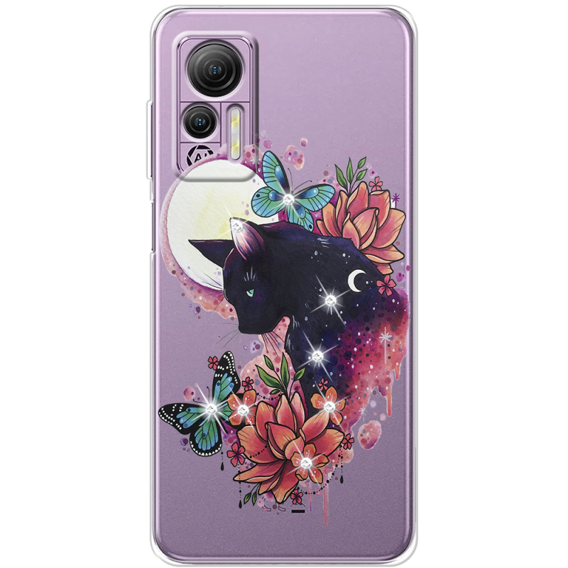 Чехол со стразами Ulefone Note 14 Cat in Flowers