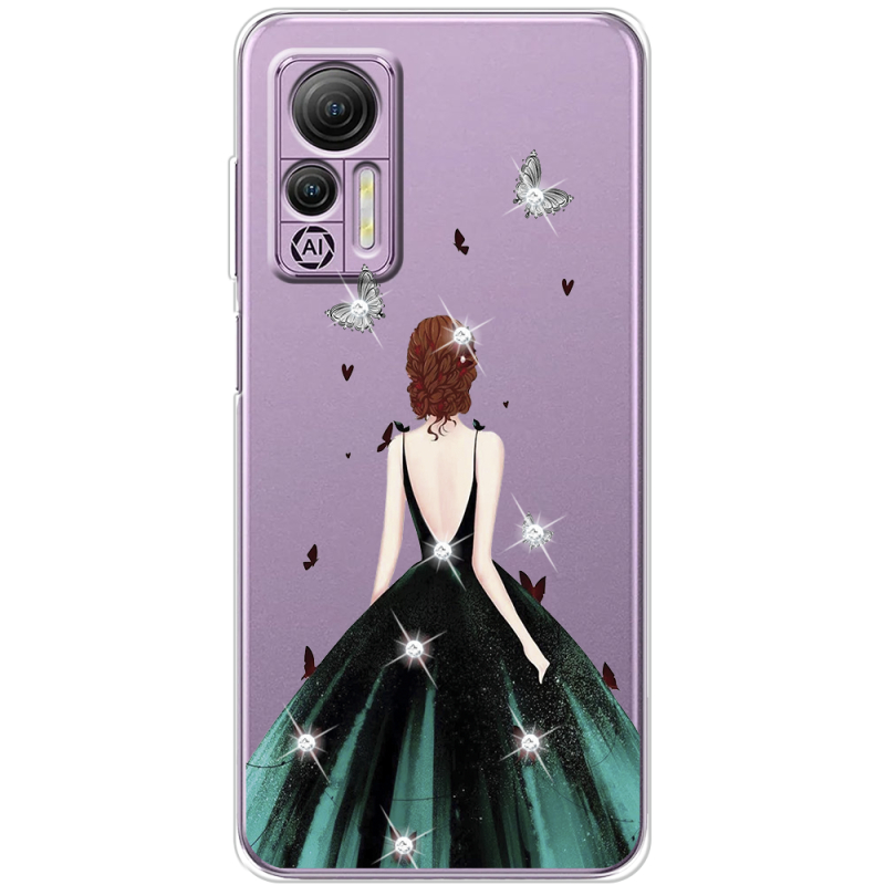 Чехол со стразами Ulefone Note 14 Girl in the green dress