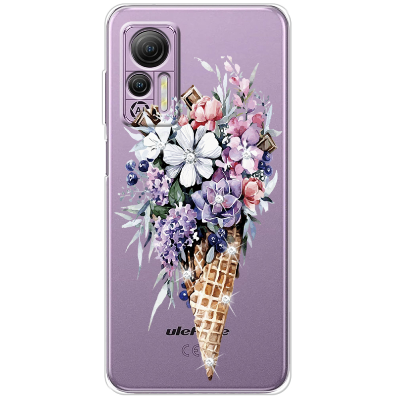 Чехол со стразами Ulefone Note 14 Ice Cream Flowers