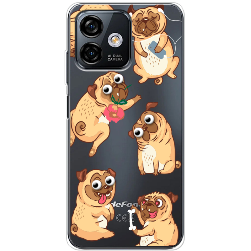 Прозрачный чехол BoxFace Ulefone Note 16 Pro с 3D-глазками Pug