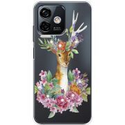 Чехол со стразами Ulefone Note 16 Pro Deer with flowers