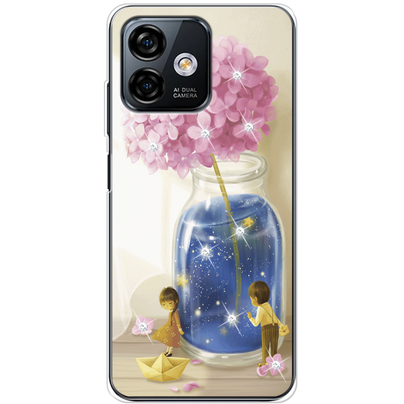 Чехол со стразами Ulefone Note 16 Pro Little Boy and Girl