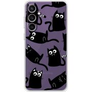 Прозрачный чехол BoxFace Samsung Galaxy S24 FE (S721) с 3D-глазками Black Kitty