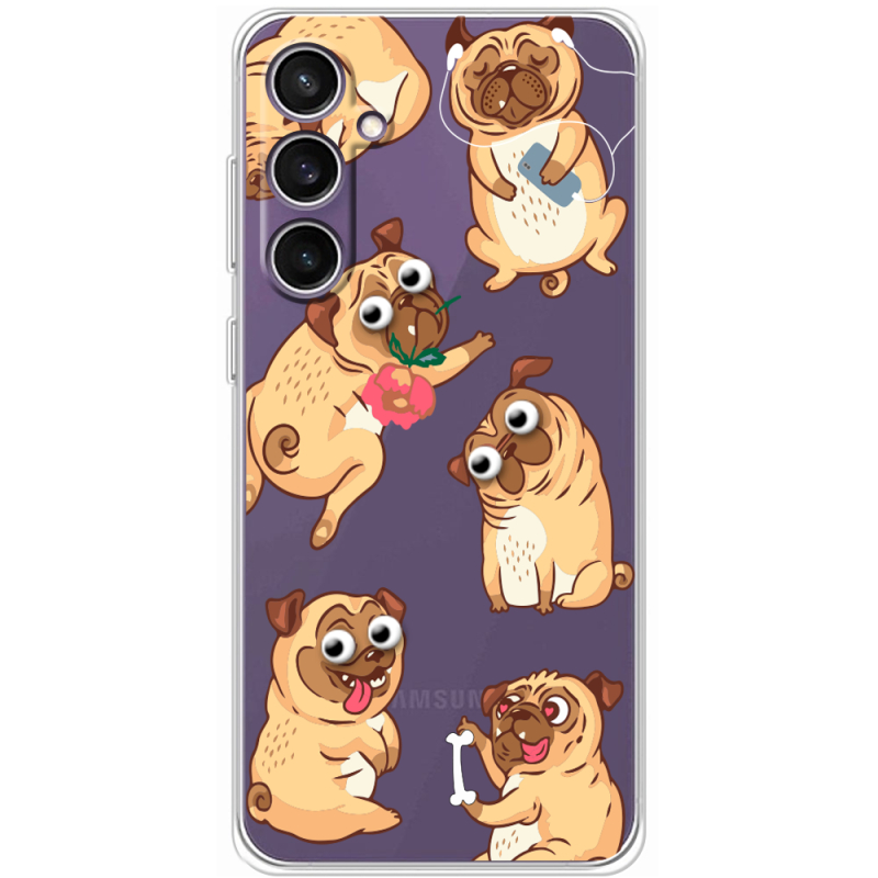 Прозрачный чехол BoxFace Samsung Galaxy S24 FE (S721) с 3D-глазками Pug