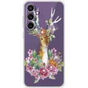 Чехол со стразами Samsung Galaxy S24 FE (S721) Deer with flowers