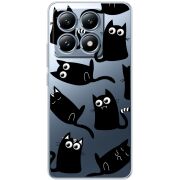 Прозрачный чехол BoxFace Xiaomi 14T с 3D-глазками Black Kitty