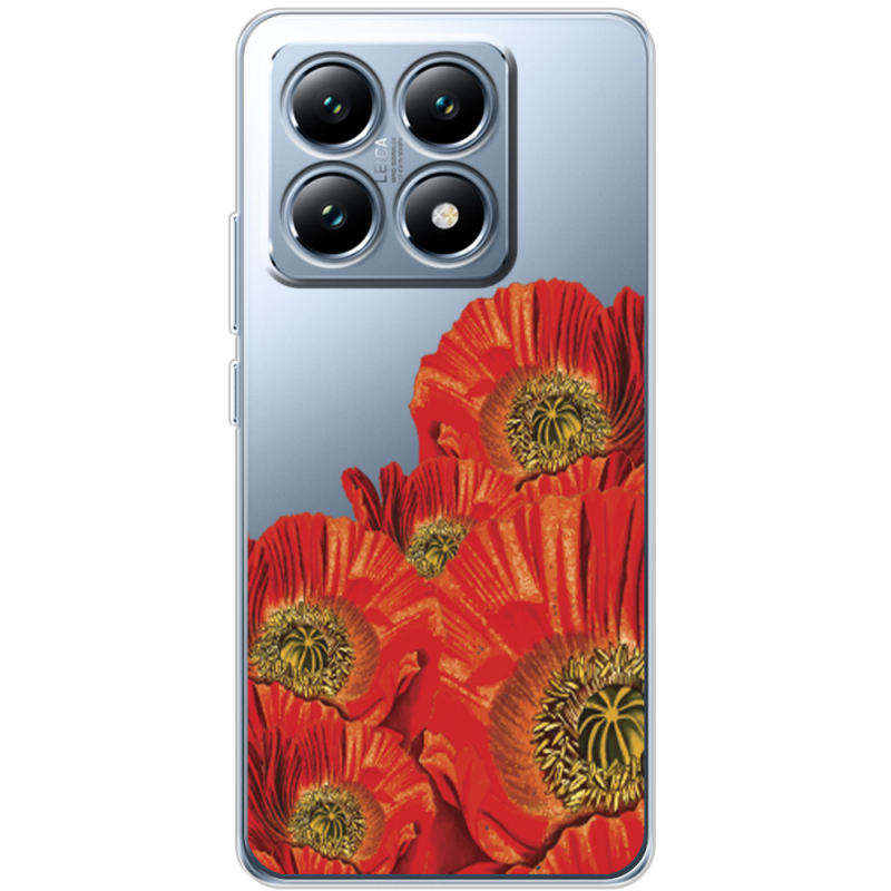 Прозрачный чехол BoxFace Xiaomi 14T Red Poppies