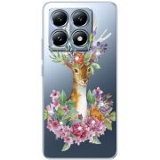 Чехол BoxFace со стразами Xiaomi 14T Deer with flowers