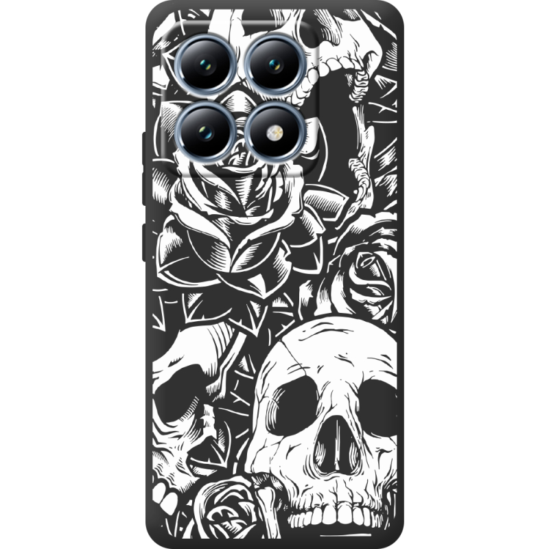 Черный чехол BoxFace Xiaomi 14T Skull and Roses